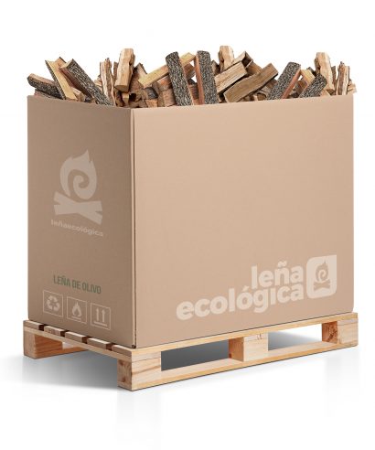 Caja paletizada con leña de madera de olivo